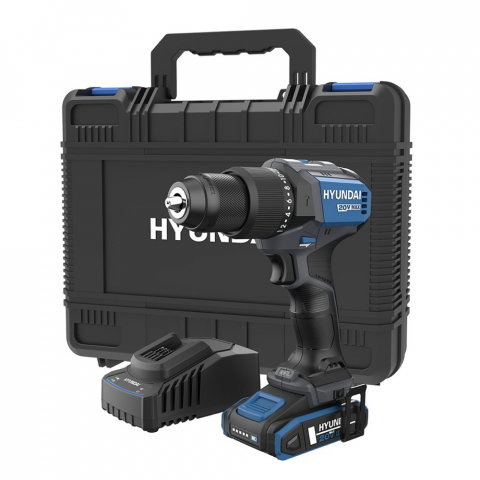 Masini de gaurit si insurubat cu acumulator - Masina de gaurit si insurubat brushless cu percutie Hyundai 20V HD20X-60TT cu incarcator si acumulator 20V 2Ah + valiza de transport
