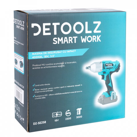 Masina de insurubat cu impact Detoolz DZ-SE258 400 Nm 18V Li-ion [1]