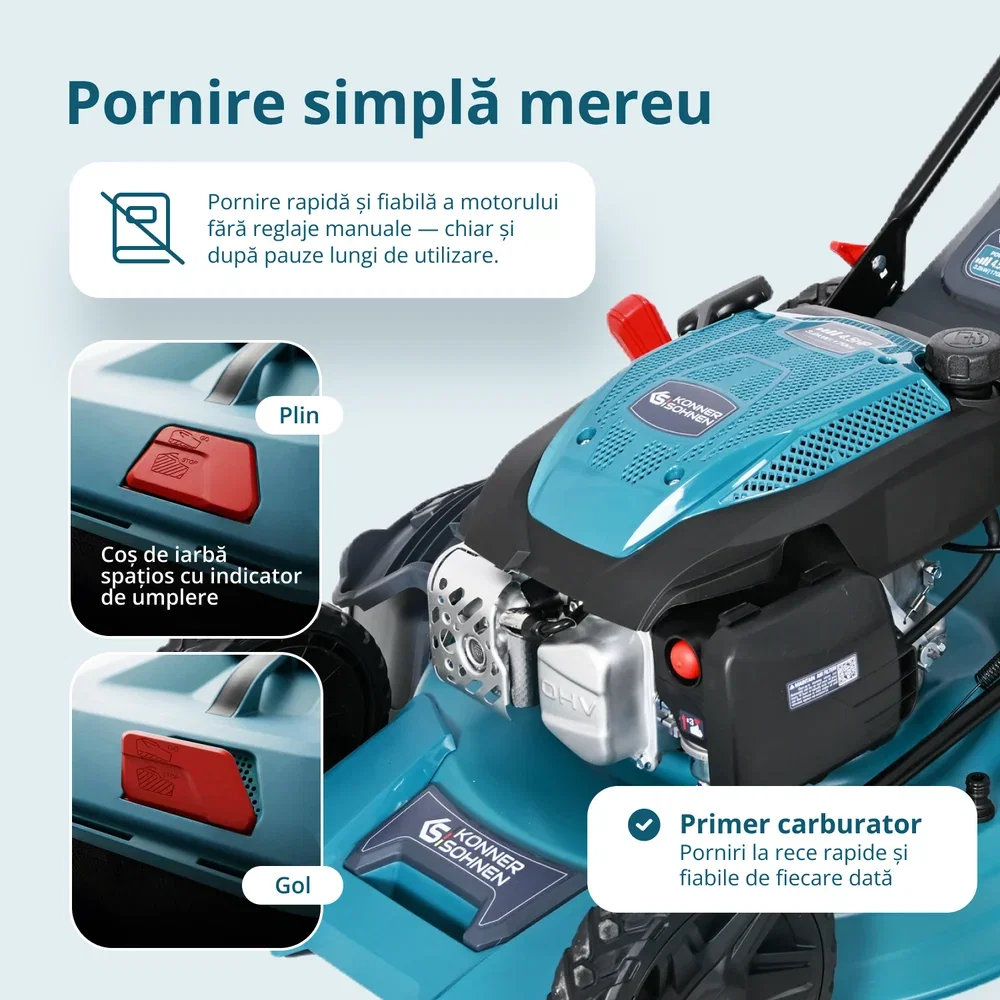Mașină de tuns gazon Könner & Söhnen KS 51LMG-SP, autopropulsată, 51 cm, 4.5 CP, 170 cc [6]