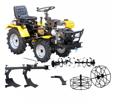 Motosape si motocultoare - Mini tractor ProGARDEN Campo T18, 18CP, benzina, ridicare hidraulica fata si spate, transmisie sincronizata, roti metalice spate, ansamblu sapare si plug cu 2 brazdare