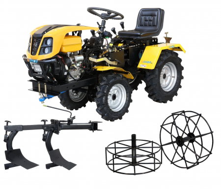 Motosape si motocultoare - Mini tractor ProGARDEN Campo T18, 18CP, benzina, ridicare hidraulica fata si spate, transmisie sincronizata, capota cu 4 faruri, roti metalice spate si plug cu 2 brazdare