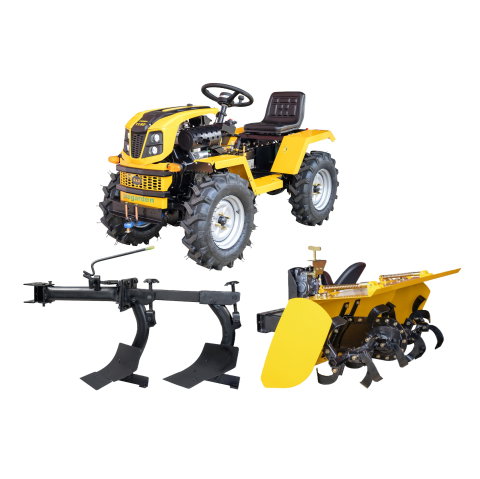 Motosape si motocultoare - Minitractor articulat 4x4 ProGARDEN Campo T18D V27, motor diesel 18 CP, hidraulică față-spate, 2 diferențiale, roți 6.00-12 cu freza tractata si plug cu doua brazdare