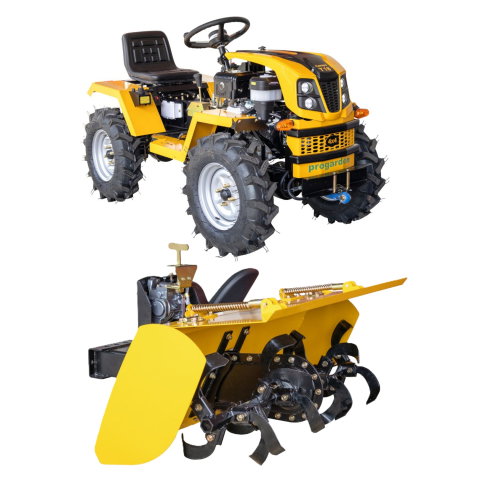 Minitractor articulat 4x4 ProGARDEN Campo T18D V27, motor diesel 18 CP, hidraulică față-spate, 2 diferențiale, roți 6.00-12 + freza tractata [0]