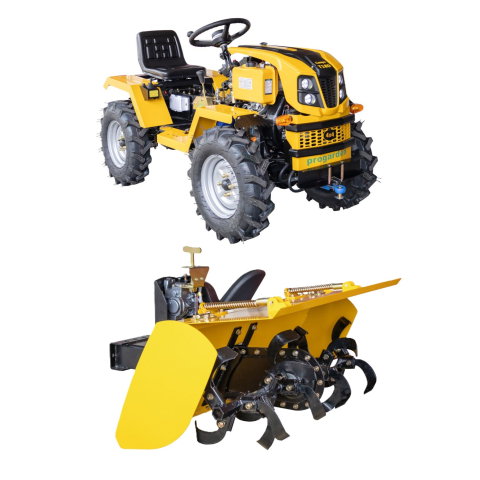 Motosape si motocultoare - Minitractor articulat 4x4 ProGARDEN Campo T18D V27, motor diesel 18 CP, hidraulică față-spate, 2 diferențiale, roți 6.00-12 + freza tractata