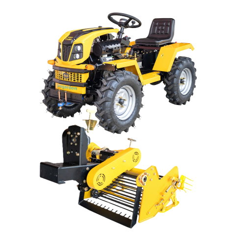 Motosape si motocultoare - Minitractor articulat 4x4 ProGARDEN Campo T18D V27, motor diesel 18 CP, hidraulică față-spate, 2 diferențiale, roți 6.00-12 cu utilaj de recoltat cartofi