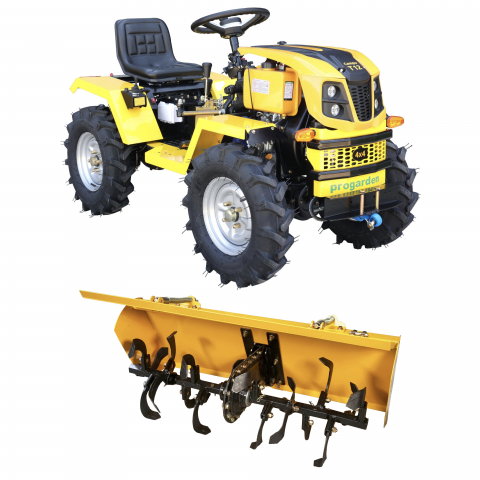 Motosape si motocultoare - Minitractor ProGARDEN Campo T12 V25.1 4x4, 12CP, diesel, hidraulica fata-spate, roti 6.00-12 cu freza tractata