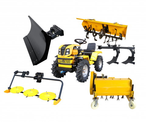 Motosape si motocultoare - Minitractor ProGARDEN Campo T18 G2.1 4x4, 18CP, benzina, hidraulica fata-spate, roti 6.00-12 cu freza tractata, plug, tocator vegetatie, cositoare cu discuri si lama zapada/pietris