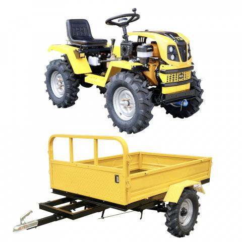 Motosape si motocultoare - Minitractor ProGARDEN Campo T18 G2.1 4x4, 18CP, benzina, hidraulica fata-spate, roti 6.00-12 + Remorca minitractor ProGarden campo RM600CT