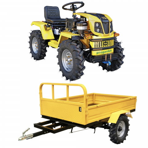Motosape si motocultoare - Minitractor ProGARDEN Campo T18 V25.1 4x4, 18CP, benzina, hidraulica fata-spate, roti 6.00-12 + Remorca minitractor ProGarden campo RM600CT