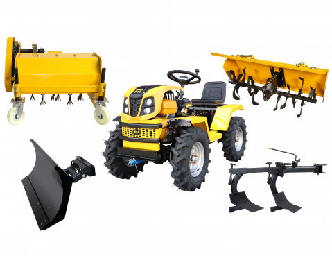 Motosape si motocultoare - Minitractor ProGARDEN Campo T12 G2.1 4x4, 12CP, diesel, hidraulica fata-spate, roti 6.00-12 cu freza tractata, plug reversibil, tocator vegetatie si lama zapada/pietris