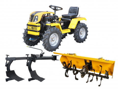 Motosape si motocultoare - Minitractor ProGARDEN Campo T12 G2 4560000079 4x4, 12CP, diesel, hidraulica fata-spate, roti 6.00-12 cu freza tractata si plug cu doua brazdare