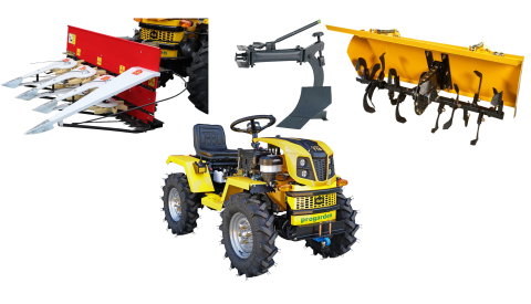 Motosape si motocultoare - Minitractor ProGARDEN Campo T18 V25.1 4x4, 18CP, benzina, hidraulica fata-spate, roti 6.00-12 cu freza tractata, plug si seceratoare cereale