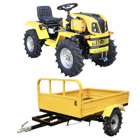 Motosape si motocultoare - Minitractor ProGARDEN Campo T12 V25.1 4x4, 12CP, diesel, hidraulica fata-spate, roti 6.00-12 + Remorca minitractor ProGarden campo RM600CT