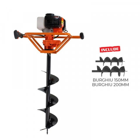 Motoburghie si masini sa sapat santuri - Motoburghiu RURIS TT 12, benzina 2.3CP, include burghiu 150, 200 mm