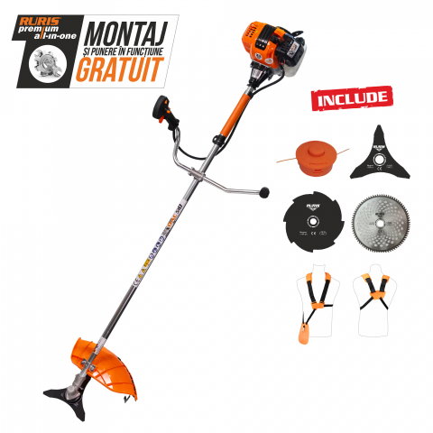 Curte, gradina, microferme - Motocoasa de umar DAC 510, motor TEZ, benzina, 2 timpi, 62 cc - 3.5 CP