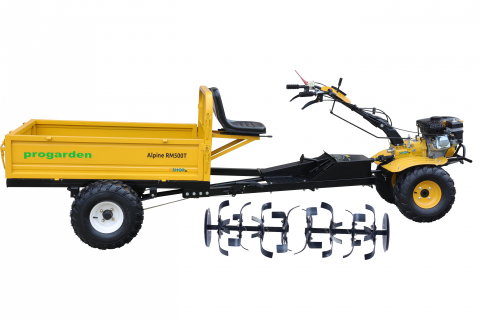 Motosape si motocultoare - Motocultor 4x4 ProGARDEN Campo 873  Alpine  7CP, roti ATV, 2 prize putere cu remorca Progarden Alpine RM500T-ATV