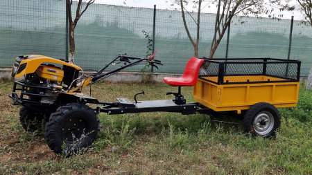 Motosape si motocultoare - Motocultor cu tractiune 4x4 Progarden Campo 1853-2PTO, 18CP, diferential, benzina, euro5, pornire electrica, remorca ProGARDEN Campo RMT500C, cu tractiune