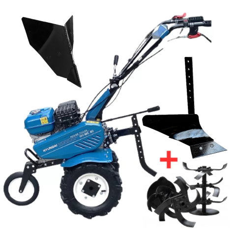 Motosape si motocultoare - Motocultor Hyundai HY-MC80, 7 CP, benzina, 2+1 trepte, transmisie curea + Plug arat + Plug bilonat