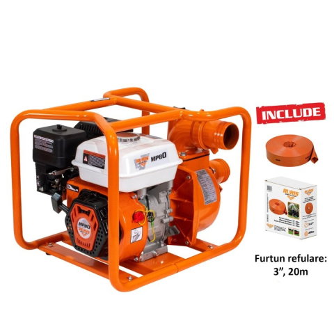 Motopompe - Motopompa RURIS MP80, 7 CP, benzina, debit 48 m3/h, furtun refulare 3" 20 m