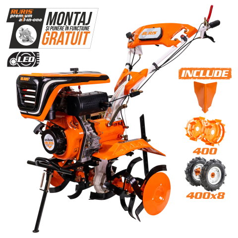 Motosapa RURIS 651KSD 6 CP Diesel + roti cauciuc 4.00-8 + rarita + roti metalice 400
