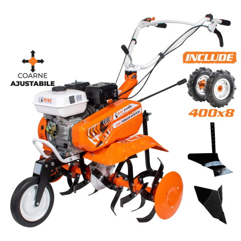 Motosape si motocultoare - Motosapa Ruris DAC 6500K, 7 CP, 2+1 trepte, latime lucru 56-83 cm + roti cauciuc 4.00-8 + plug + rarita