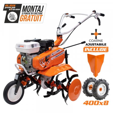 Motosape si motocultoare - Motosapa Ruris DAC 7000K, 7 CP, 2+1 trepte, latime lucru 56-83 cm + roti cauciuc 4.00-8 + rarita