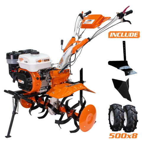 Motosape si motocultoare - Motosapatoare RURIS 731K Start 8.5 CP, 2+1 trepte, latime lucru 56-83 cm + roti cauciuc 5.00x8 + plug + rarita