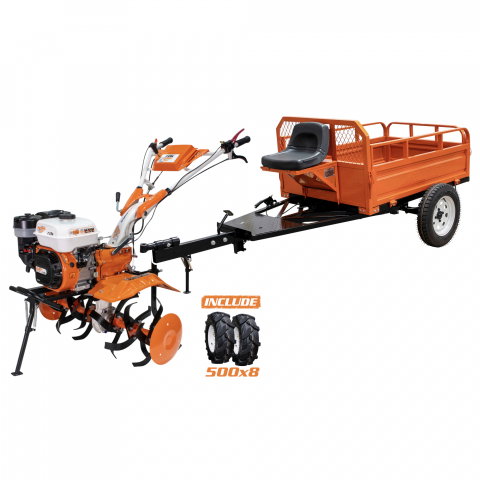 Motosape si motocultoare - Motosapatoare RURIS 731K Start 8.5 CP, 2+1 trepte + roti cauciuc 5.00x8 + Remorca Ruris 550S