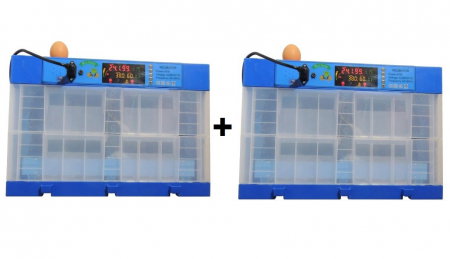 Incubatoare si deplumatoare - Pachet 2 bucati Incubator automat Micul Fermier cu 2 etaje 128 oua gaina GF-1509