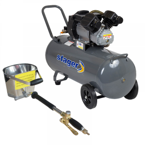 Pachet compresor Stager HM3100V 3CP, 100L, 8bar cu masina de tencuit pneumatica Detoolz, ideal pentru costructii [0]