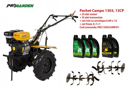Motosape si motocultoare - Pachet motocultor Campo 1303, benzina, 13CP, 2+1 trepte, ulei motor si transmisie incluse