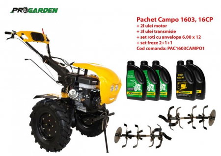 Motosape si motocultoare - Pachet motocultor Campo 1603, benzina, 16CP, 2+1 trepte, ulei motor si transmisie incluse