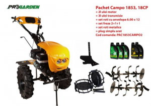 Motosape si motocultoare - Pachet motocultor Campo 1853, benzina, EURO5, 18CP, 2+1 trepte, accesorii, ulei motor si transmisie incluse