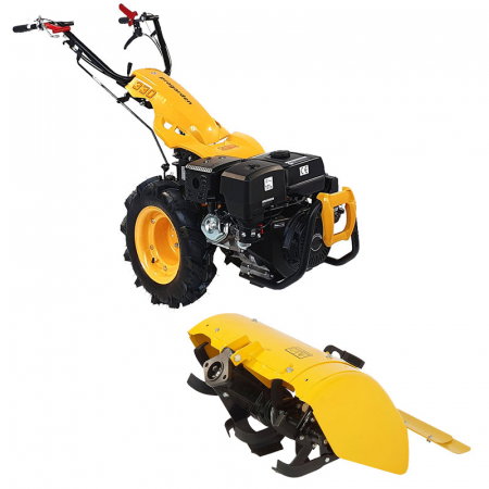 Pachet motocultor multifunctional Progarden U14E 14 CP 3+2 viteze benzina cu diferential si pornire electrica + freza tractata 90 cm reglabila [1]