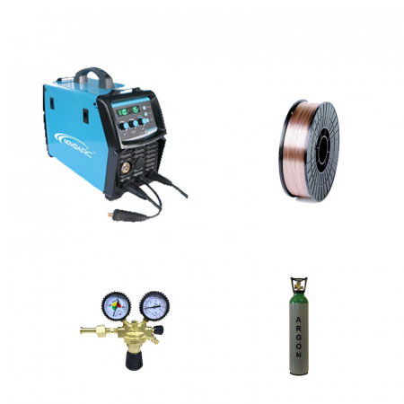 Pachet NOVO MIG 180 (N2A50A) - Aparat de sudura MIG-MAG tip invertor cu butelie pentru argon 10 litri, reductor presiune si sarma sudura SG2 diametru 0.8 mm rola 5kg [0]