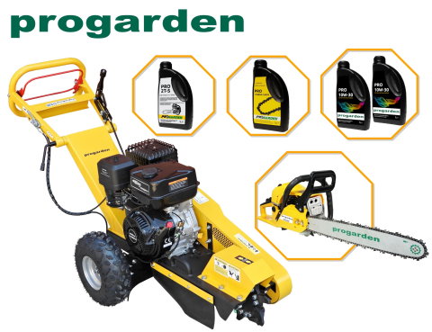 Tocatoare crengi si furaje - Pachet ProGARDEN MFB15 Masina de frezat buturugi, 15CP, benzina, 300mm + MF3545P motoferastrau 450mm, 3.4CP + 4L ulei