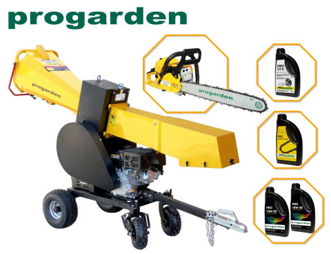 Tocatoare crengi si furaje - Pachet ProGARDEN MTL15E Masina de taiat lemne, 15CP, benzina + MF3545 motoferastrau 450mm, 3.4CP + 4L ulei
