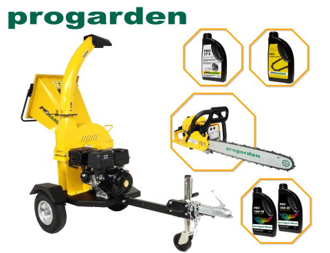 Tocatoare crengi si furaje - Pachet ProGARDEN TB120 tocator resturi vegetale, 12CP, benzina, 120mm + MF3545P Motoferastrau 450mm, 3.4CP, benzina 2T, 55cmc + 4L ulei