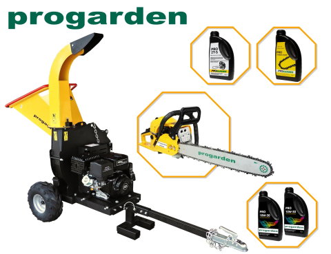 Tocatoare crengi si furaje - Pachet ProGARDEN TB120EN Tocator resturi vegetale, 15CP, benzina, 120mm + MF3545P Motoferastrau 450mm, 3.4CP + 4L ulei