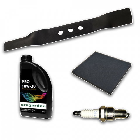 Utilaje agricole - Pachet Revizie ProGarden T400i – Cuțit, Filtru Aer, Bujie și 1L Ulei PRO 10W-30