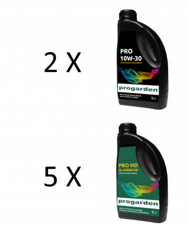 Accesorii utilaje agricole - Pachet ulei motor, transmisie  si diferentiale pentru Minitractor Progarden T18 benzina si T12 diesel generatia 2