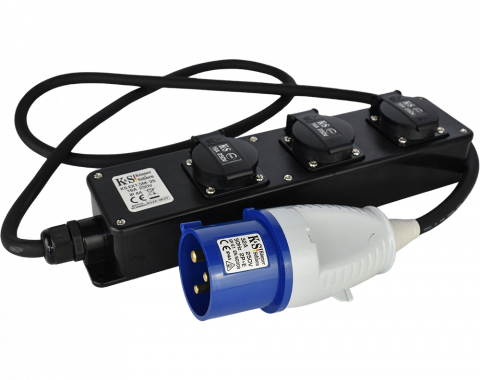 Generatoare electrice - Prelungitor-adaptor KS EX1.5M-3S Konner & Sohnen, 5000 W, 1.5 metri, stecher 1 x 32А / 230V, prize 3 x 16А / 230V, cablu 3*2.5 mm din cupru