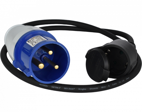 Generatoare electrice - Prelungitor-adaptor KS EX1M-1S Konner & Sohnen, 3600 W, 1 metru, stecher 1 x 32А / 230V, prize 1x 16А / 230V, cablu 3*1.5 mm din cupru