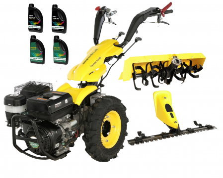 Motosape si motocultoare - ProGARDEN Campo U16 motocultor multifunctional 14CP, benzina, EU V, pornire la sfoara, 3+2 viteze, reductor cu freza tractata 90 cm si bara cosire cu masa dubla 120 cm + ulei motor si transmisie