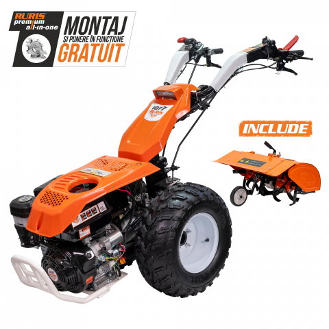 Motosape si motocultoare - Motocultivator RURIS 1077S 16CP, benzina, pornire electrica, 3+2 viteze, diferential + freza de sapat SX77 80 cm