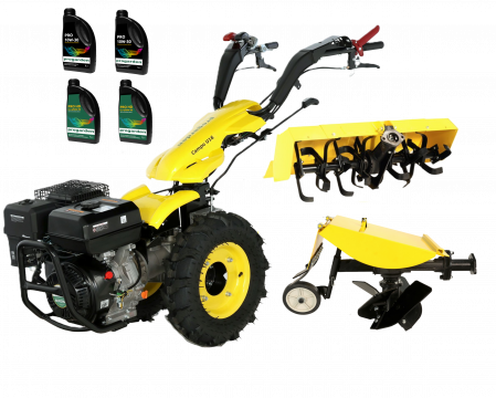 Motosape si motocultoare - ProGARDEN Campo U16 motocultor multifunctional 14CP, benzina, EU V, pornire sfoara, 3+2 viteze, reductor cu freza tractata 90 cm si plug rotativ + ulei motor si transmisie CADOU