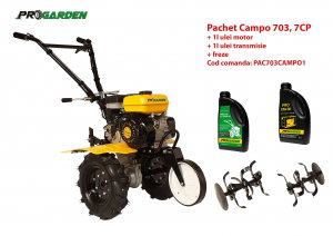 Motosape si motocultoare - Pachet motocultor Campo 703, benzina, 7CP, 2+1 trepte, 2+1 freze, ulei motor si transmisie incluse
