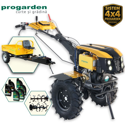 Motosape si motocultoare - ProGARDEN Pachet Campo 1273 Alpine V2 motocultor 12CP + Alpine RM500T Remorca + 6L ulei