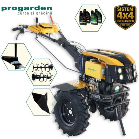 Motosape si motocultoare - ProGARDEN Pachet Campo 1273 Alpine V2, Motocultor 12CP + Plug simplu+ Plug bilonat/rarita + 4 L Ulei