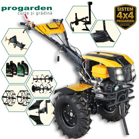 ProGARDEN Pachet Campo 1873 Alpine V2 Motocultor 18CP + Plug bilonat + Plug reversibil + Prasitoare + Adaptor + 2 roti metalice 540x170 + 4L Ulei [1]